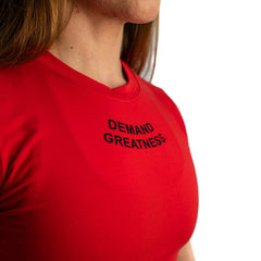 대회용 여성 셔츠 레드 - Demand Greatness